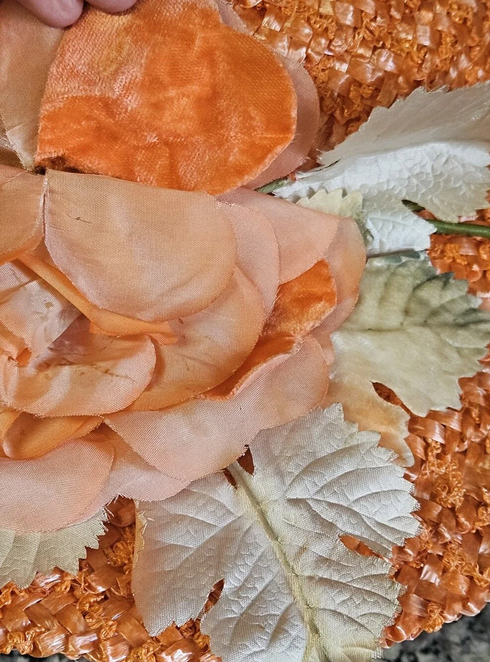 Vintage Straw Fascinator Derby Hat with Floral Accent